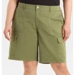 Wild Fable Women's Olive Green Cargo Shorts Size XXL Recycled Cotton Blend NWT